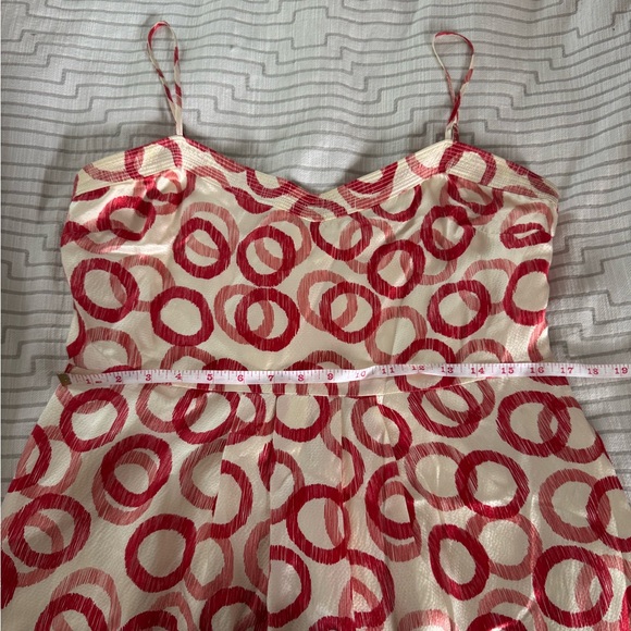 Juicy Couture size 12 Silk cream and red circle print spaghetti strap mini dress - Picture 7 of 8